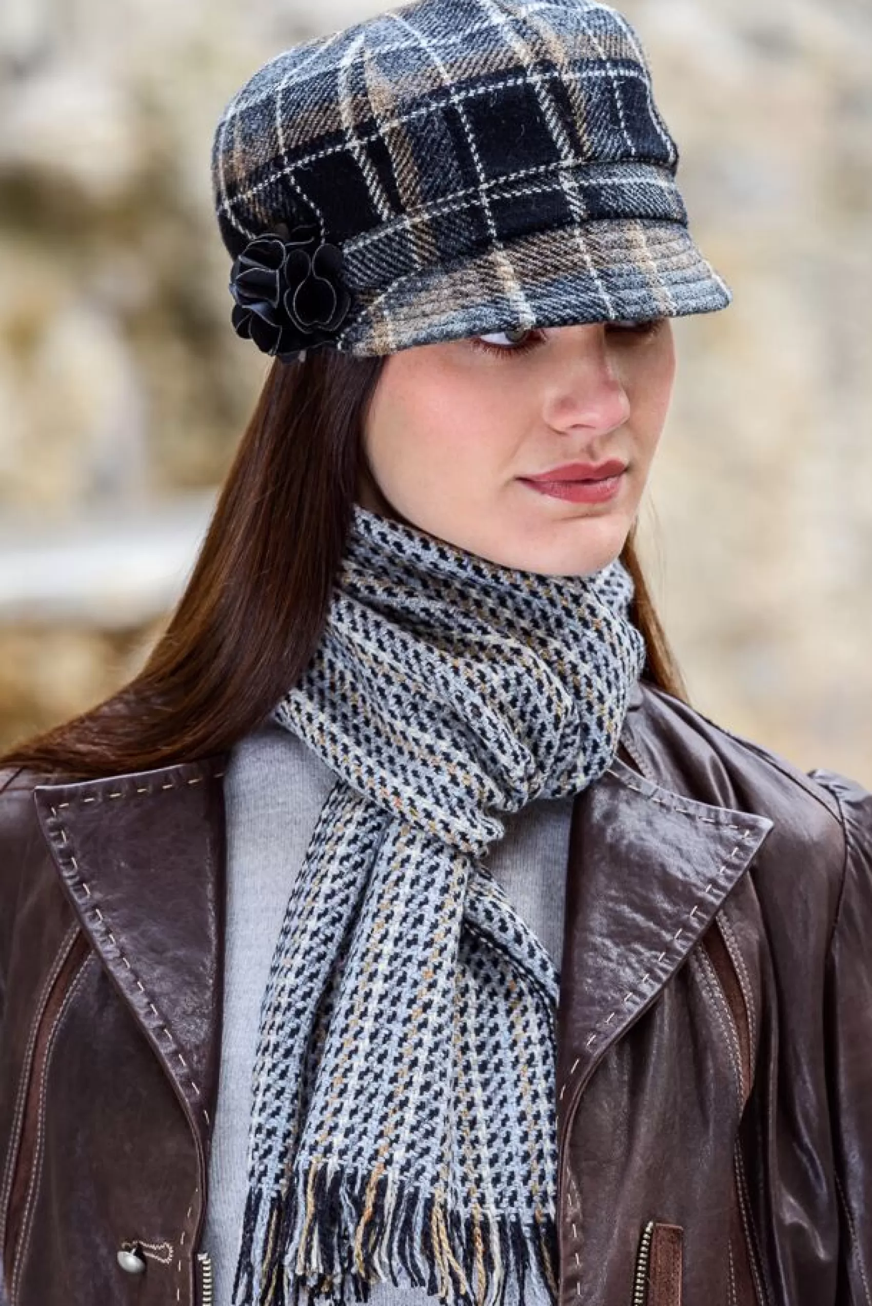 Hats & Caps^Mucros Weavers Mucros Newsboy | Black Grey Check