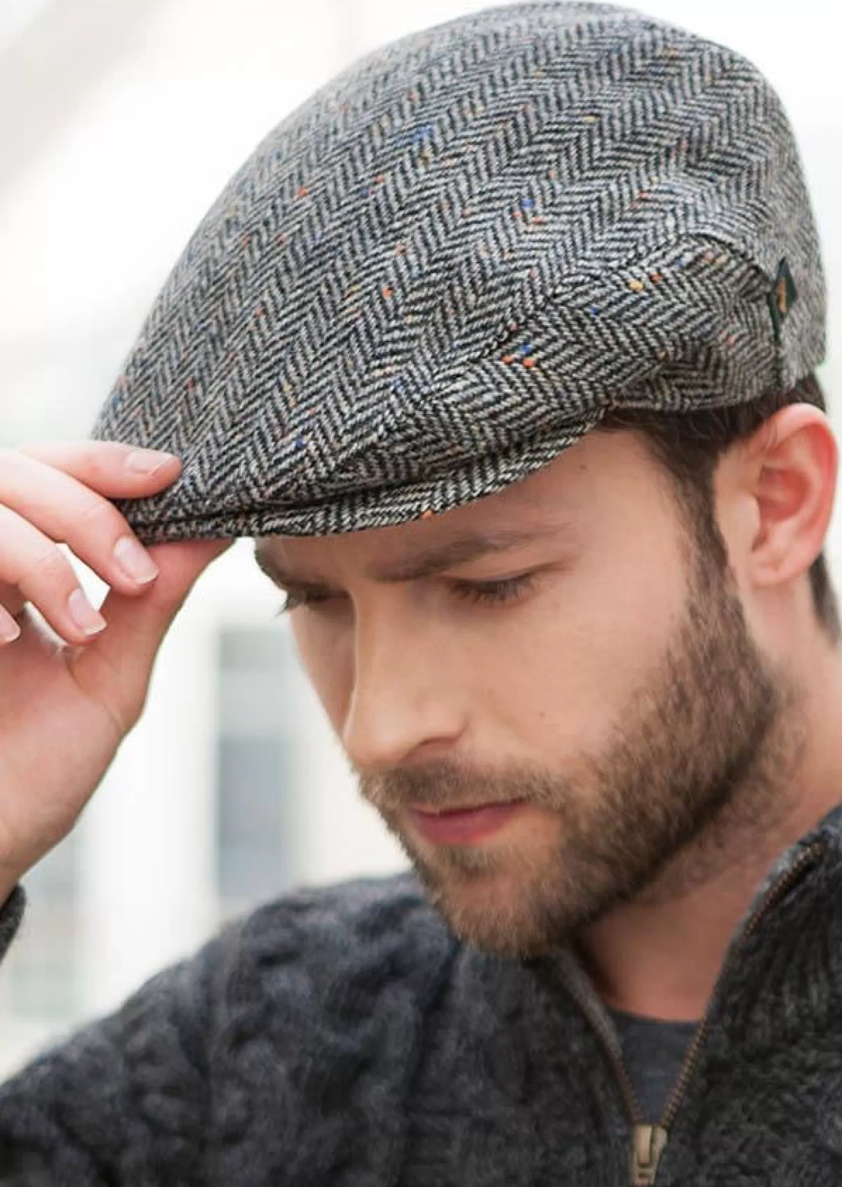 Traditional Hats^Mucros Weavers Mucros Trinity Cap | Grey Herringbone