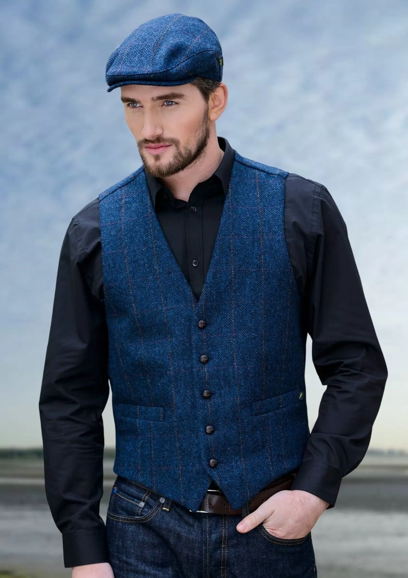 Waistcoats^Mucros Weavers Mucros Tweed Waistcoat | Blue