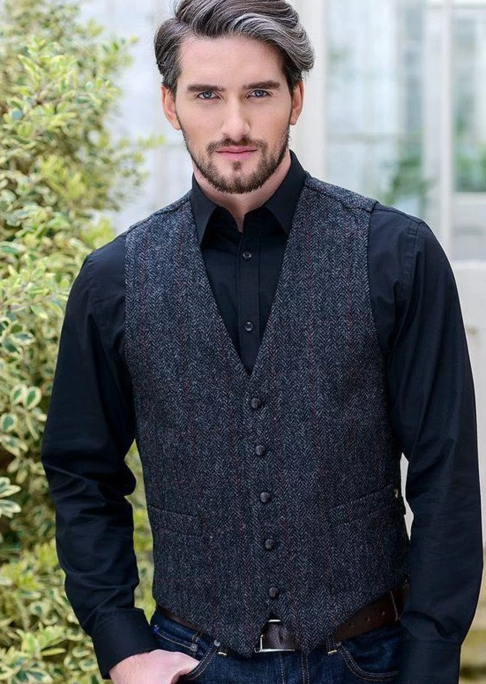 Waistcoats^Mucros Weavers Mucros Tweed Waistcoat | Charcoal