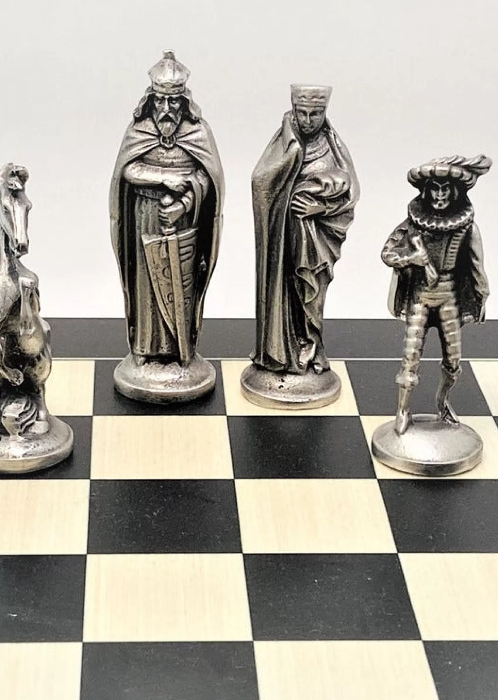 Irish Ornaments^Mullingar Pewter Chess Set with Board | Medieval