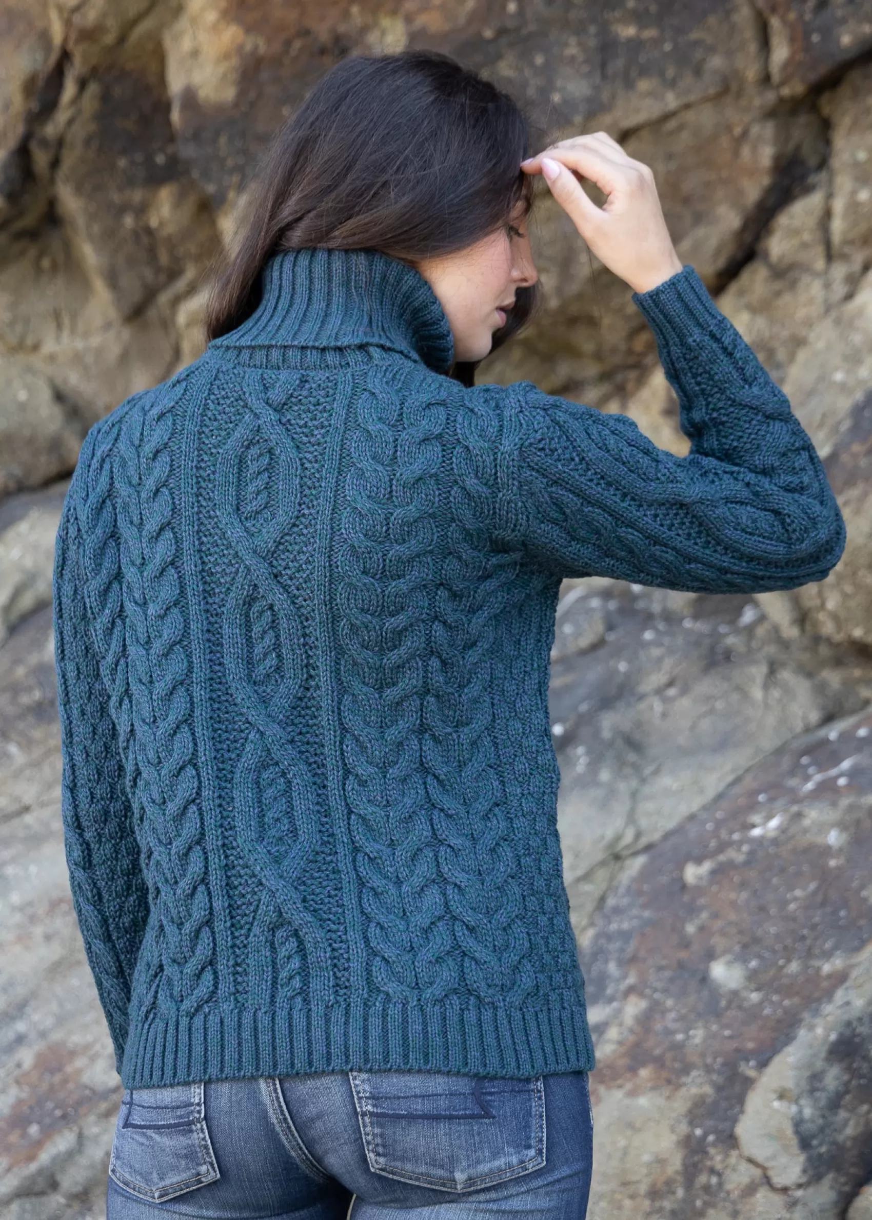 Aran Sweaters^Irelands Eye Knitwear Polo Neck Aran Sweater | Atlantic