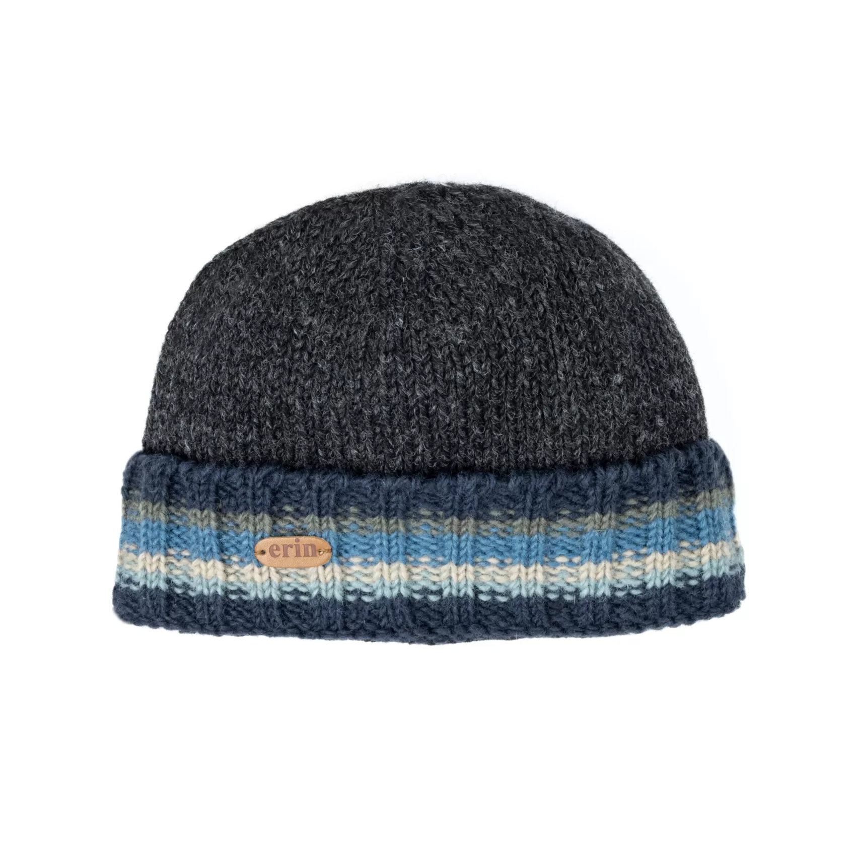 Wool Hats^Erin Knitwear Rib Pullon Turnup Hat | Blue