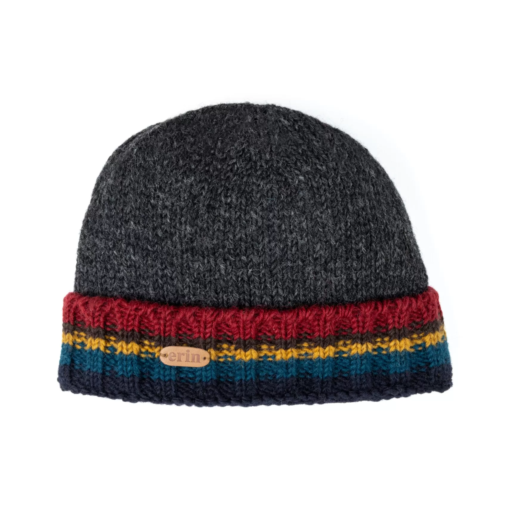 Wool Hats^Erin Knitwear Rib Pullon Turnup Hat | Charcoal