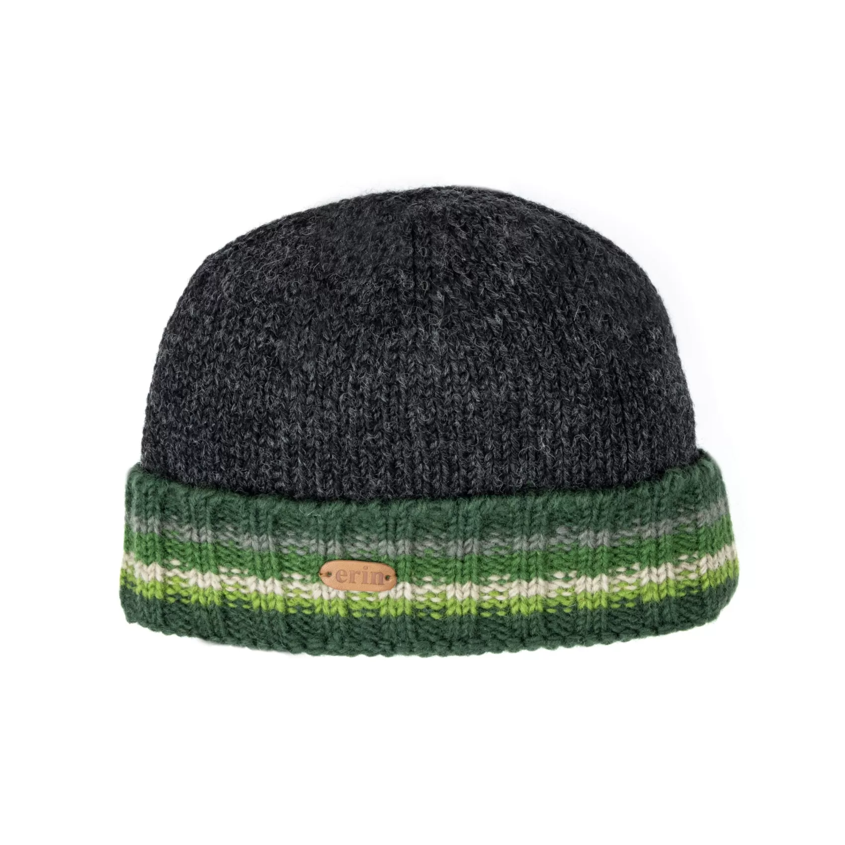 Wool Hats^Erin Knitwear Rib Pullon Turnup Hat | Green