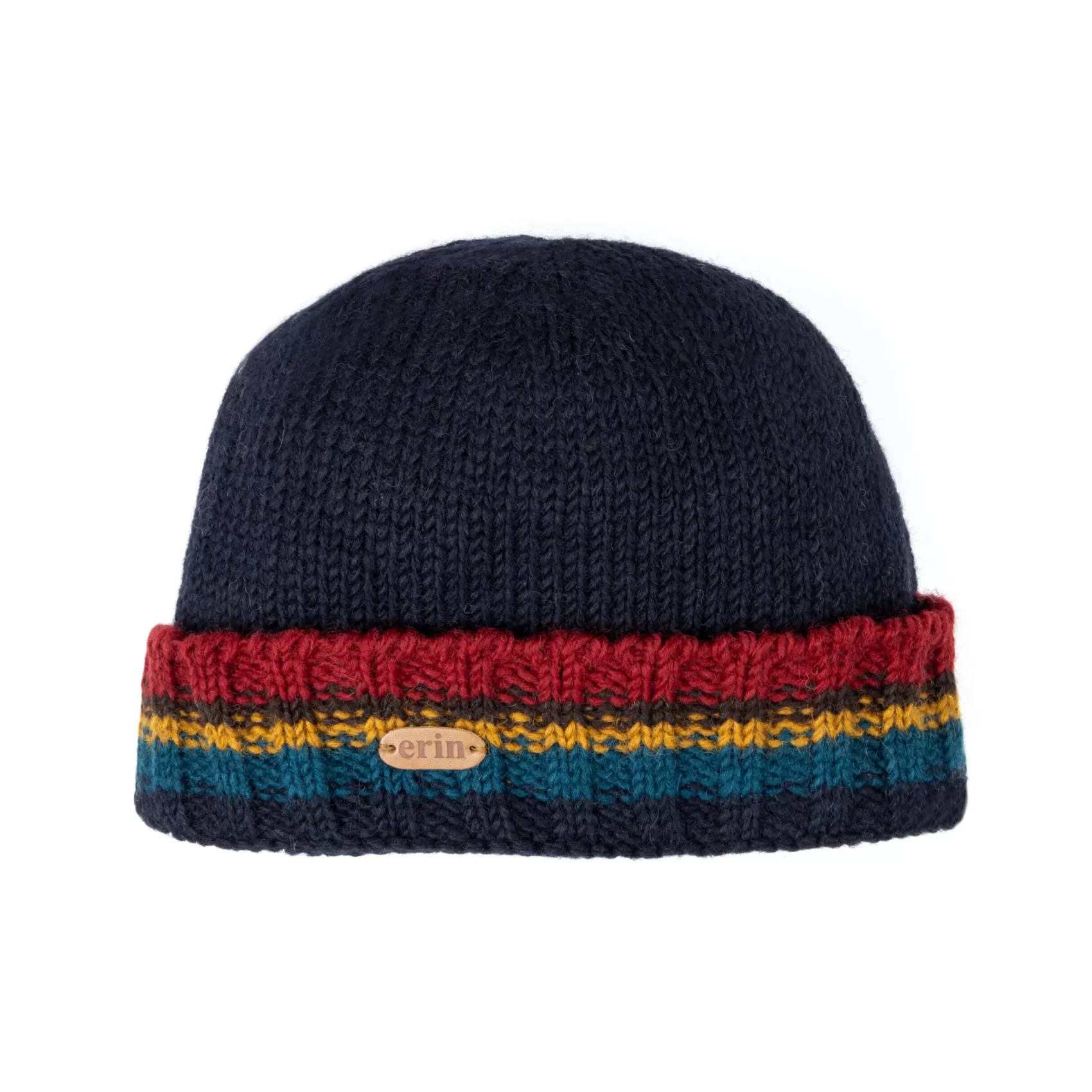 Wool Hats^Erin Knitwear Rib Pullon Turnup Hat | Navy