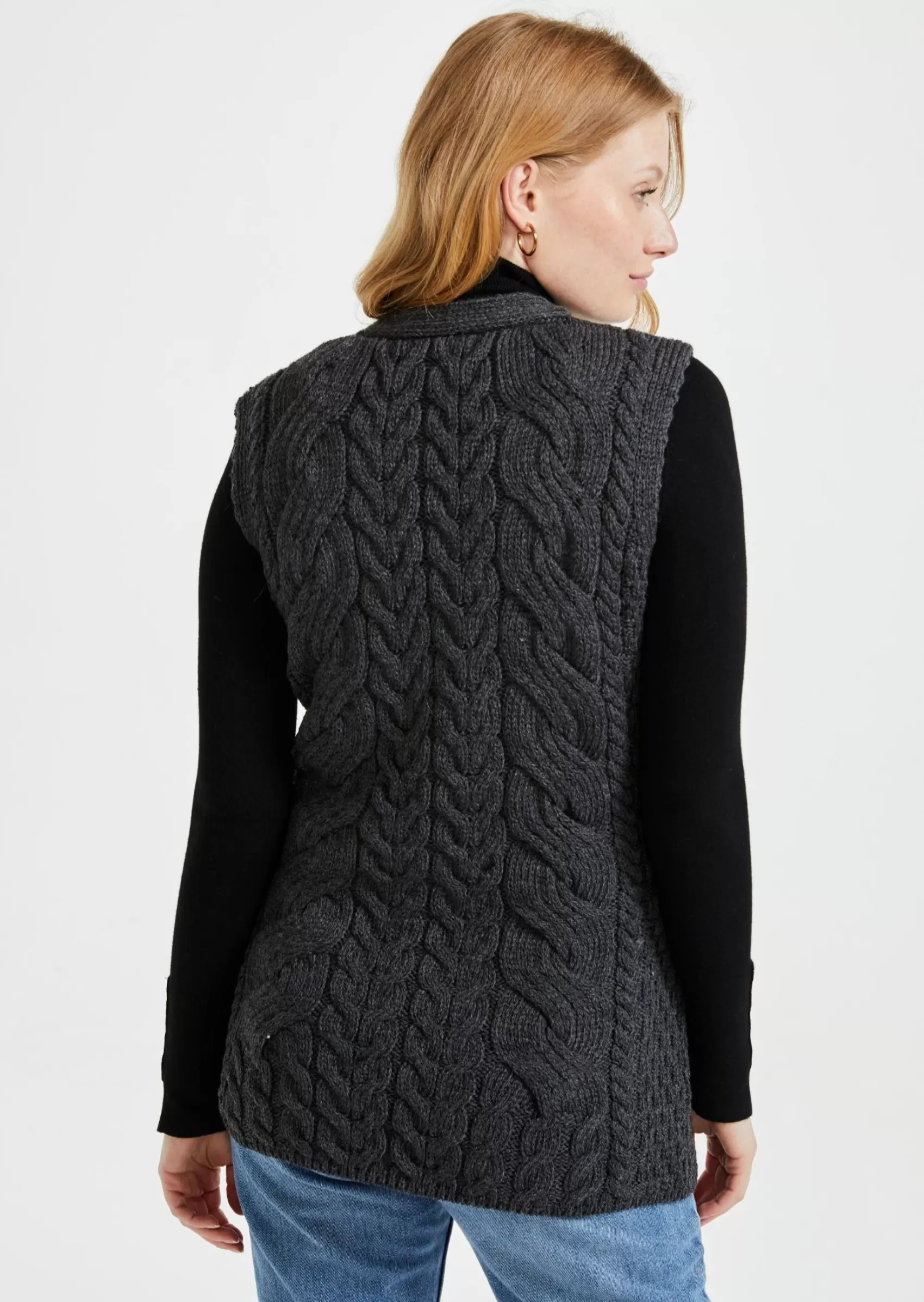 Aran Cardigans^Aran Woollen Mills Saoirse Aran Supersoft Cardigan | Charcoal