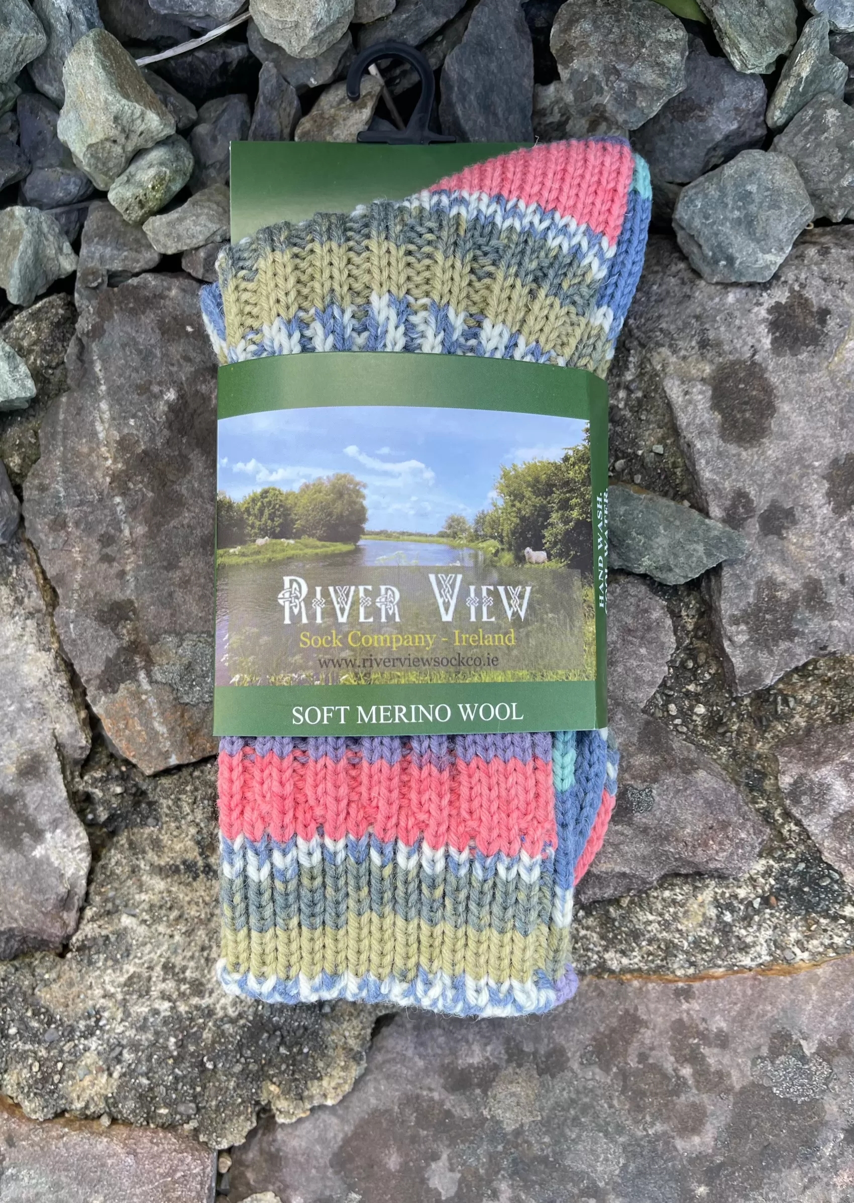 Socks | Socks^River View Soft Merino Wool Fair Isle Socks | Blue Pink Green