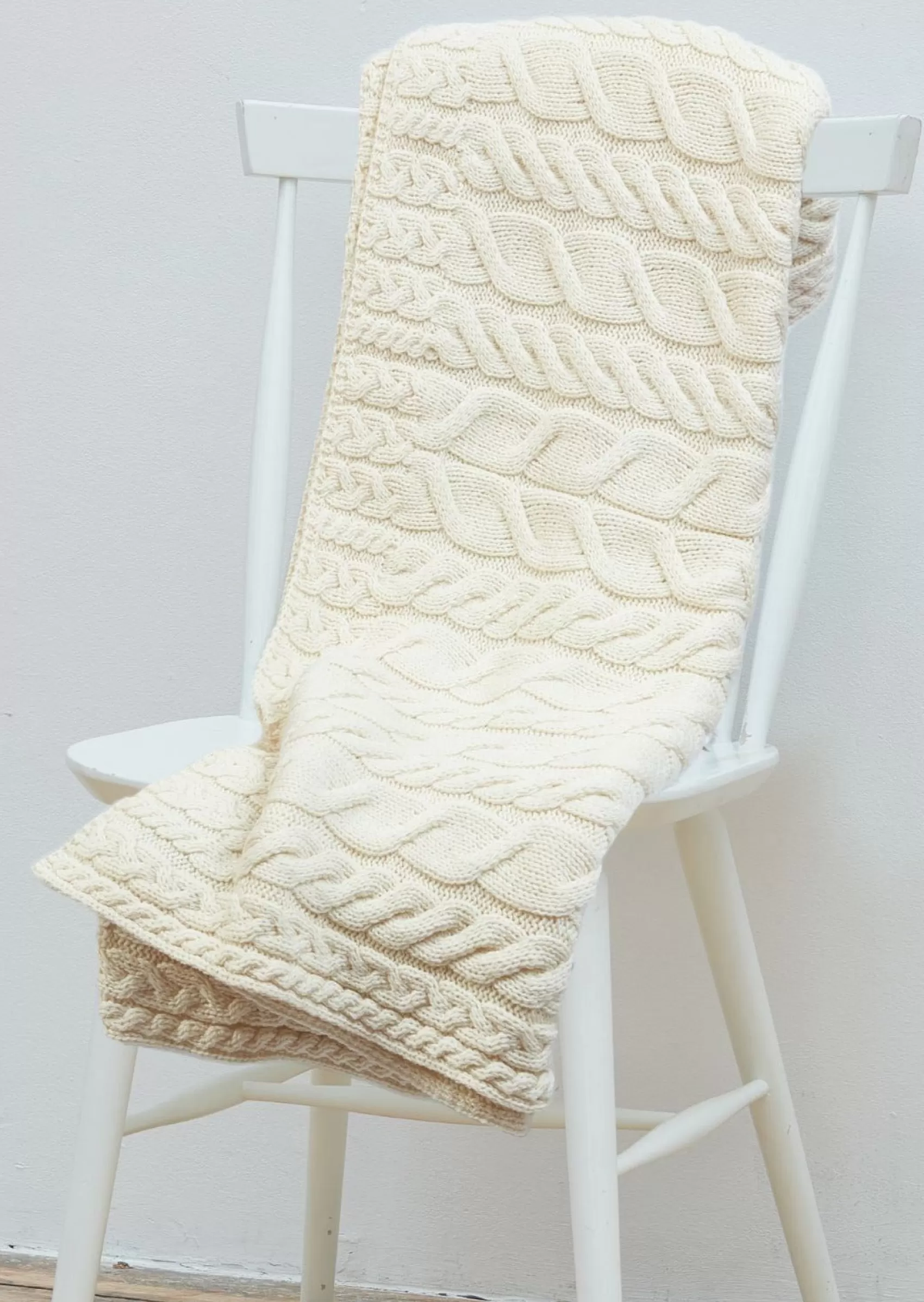 Blankets & Throws | Wool Blankets^Aran Woollen Mills Supersoft Aran Cable Throw | Natural