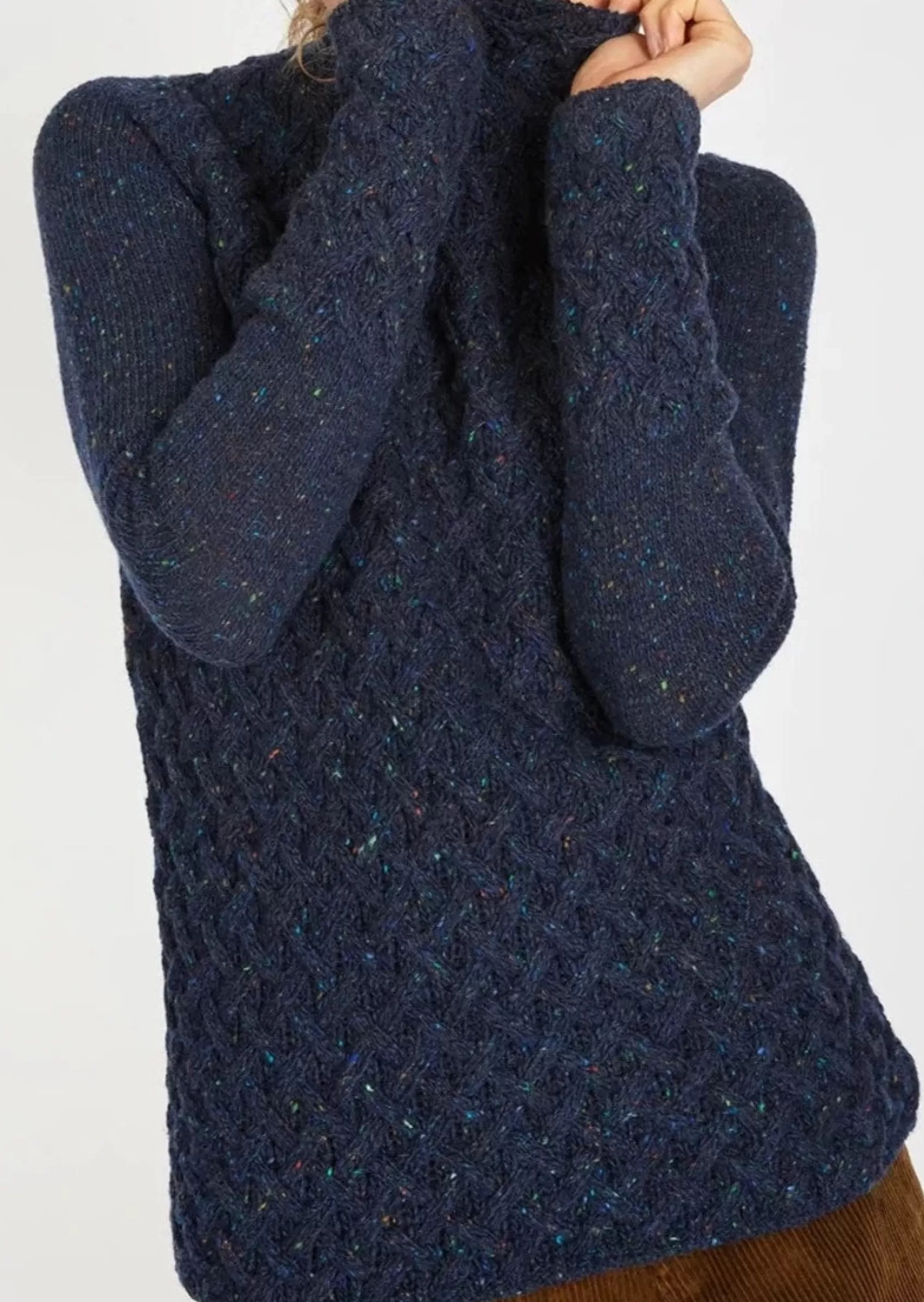 Aran Sweaters^Irelands Eye Knitwear Trellis Aran Sweater | Rich Navy