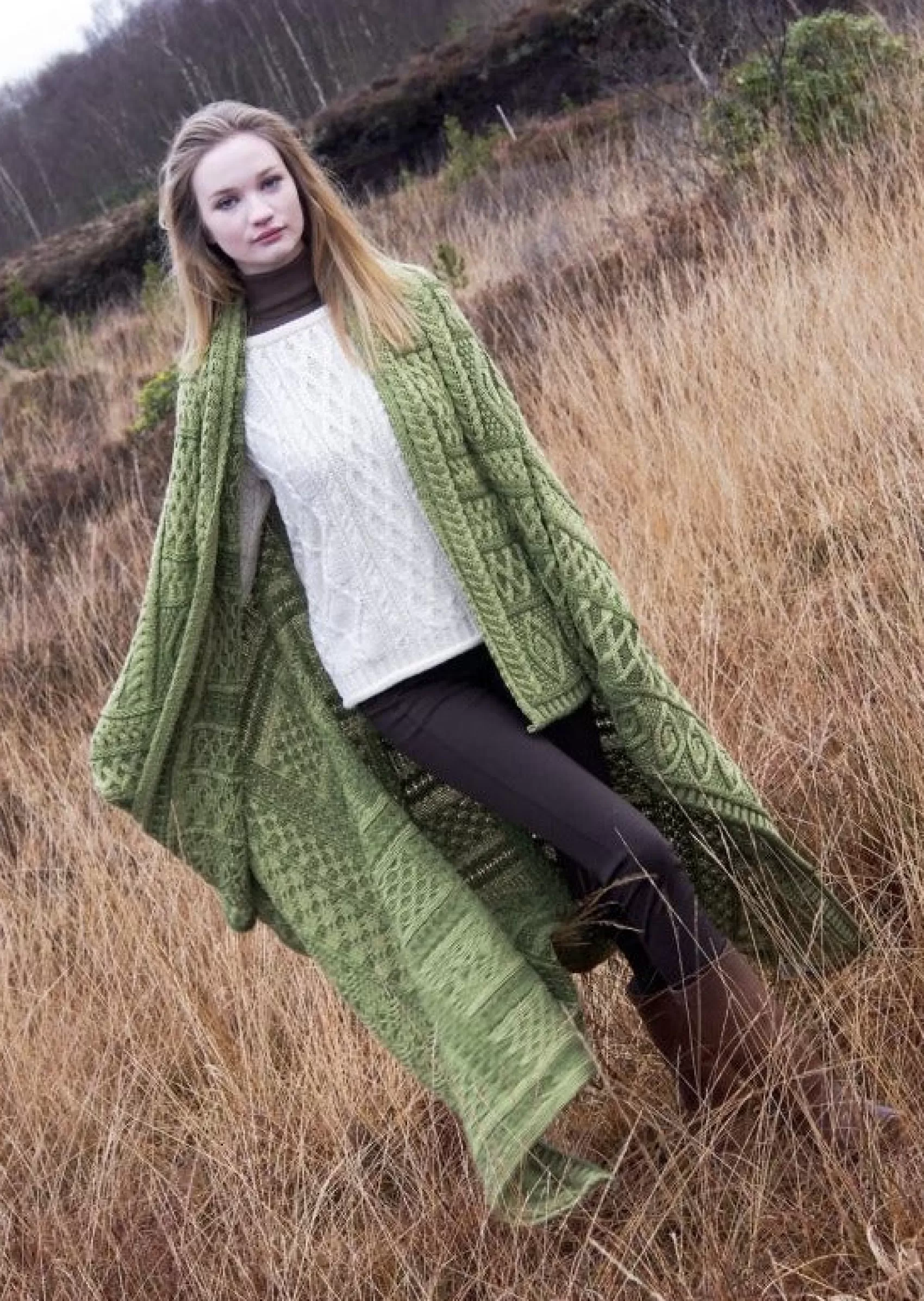 Blankets & Throws | Wool Blankets^Aran Crafts Two Tone Aran Plated Throw | Green