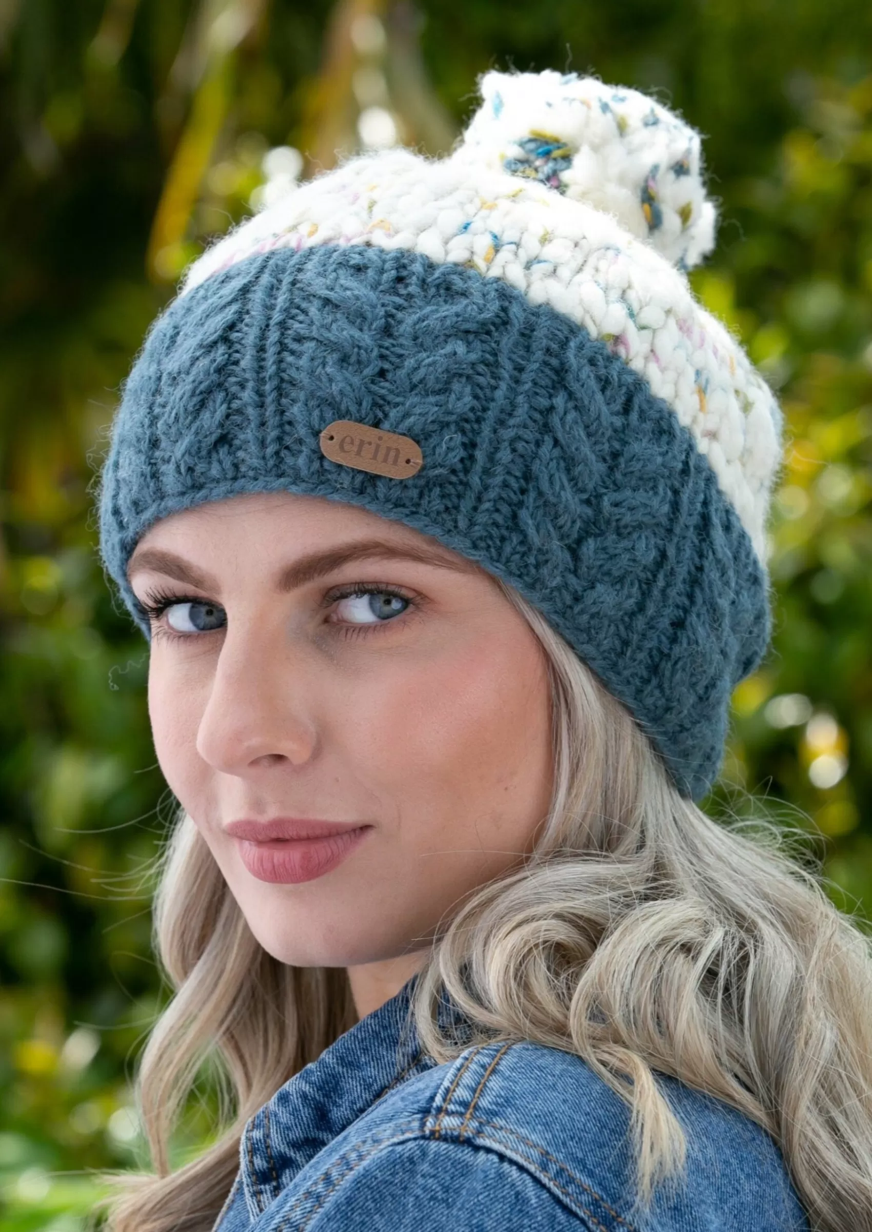 Hats & Caps^Erin Knitwear Wool Bobble Flecked Denim Hat