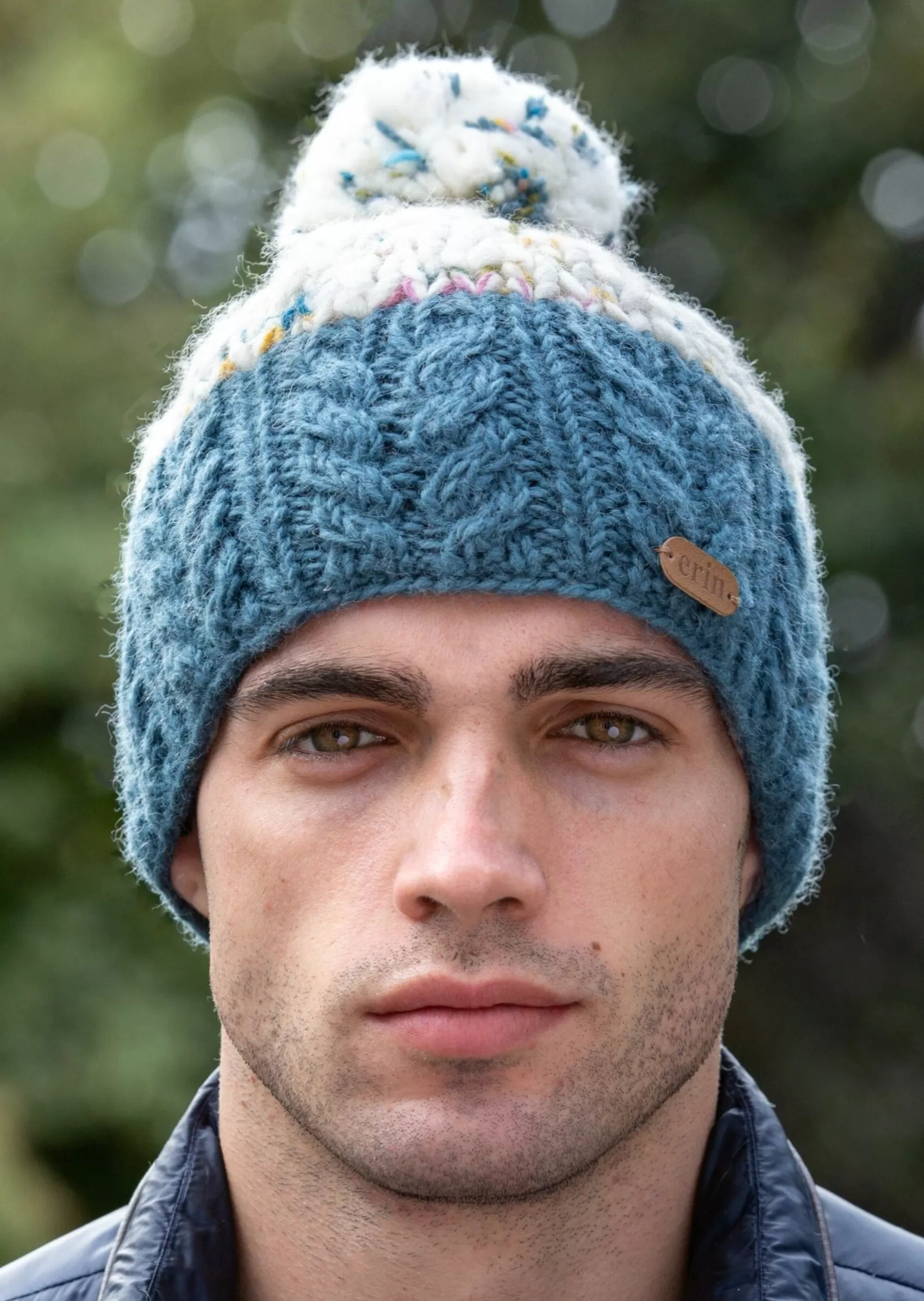 Hats & Caps^Erin Knitwear Wool Bobble Flecked Denim Hat