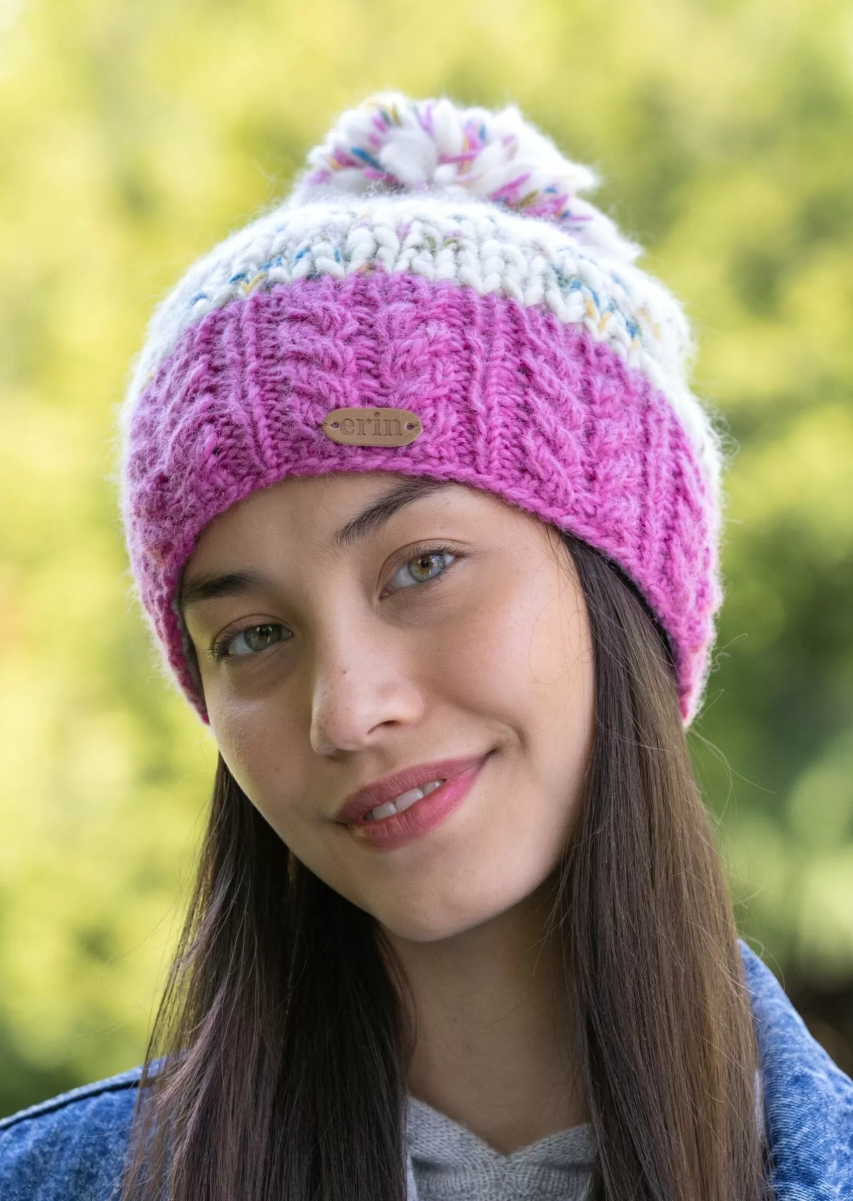 Hats & Caps^Erin Knitwear Wool Bobble Flecked Pink Hat