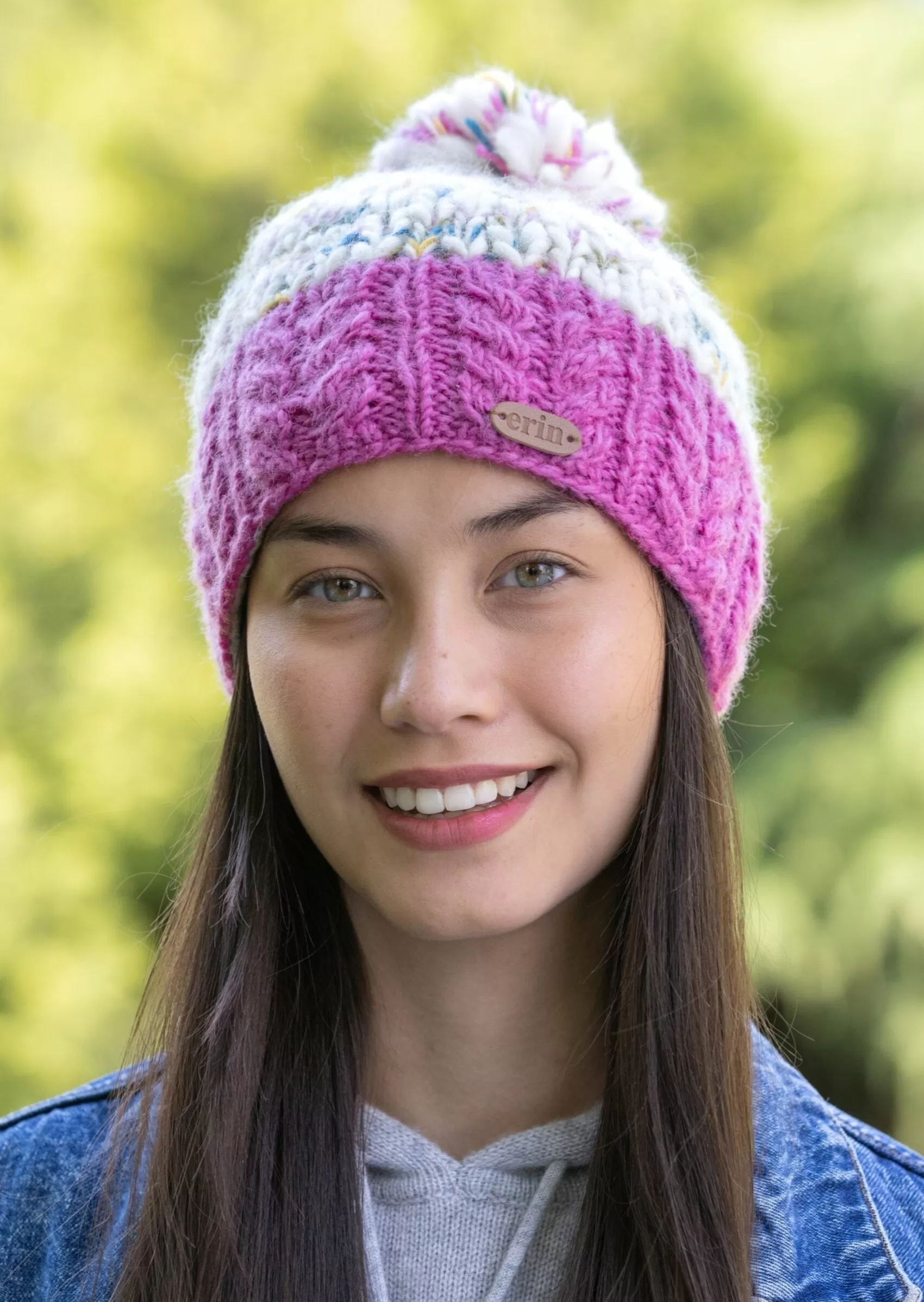 Hats & Caps^Erin Knitwear Wool Bobble Flecked Pink Hat