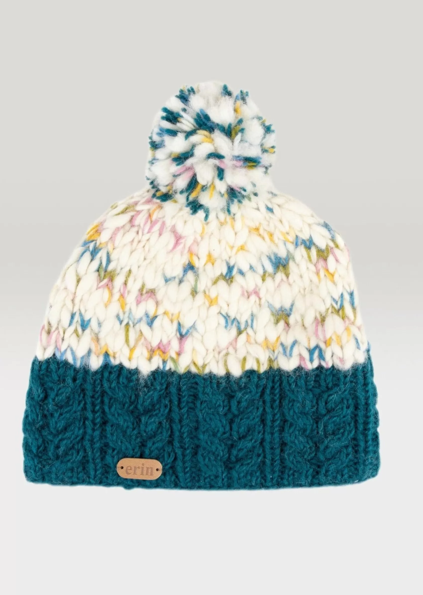 Hats & Caps^Erin Knitwear Wool Bobble Flecked Teal Hat